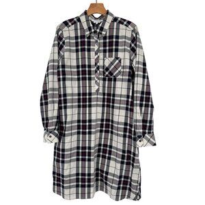 Foxcroft Womens Wrinkle Free Plaid Shirt Dress Size 12